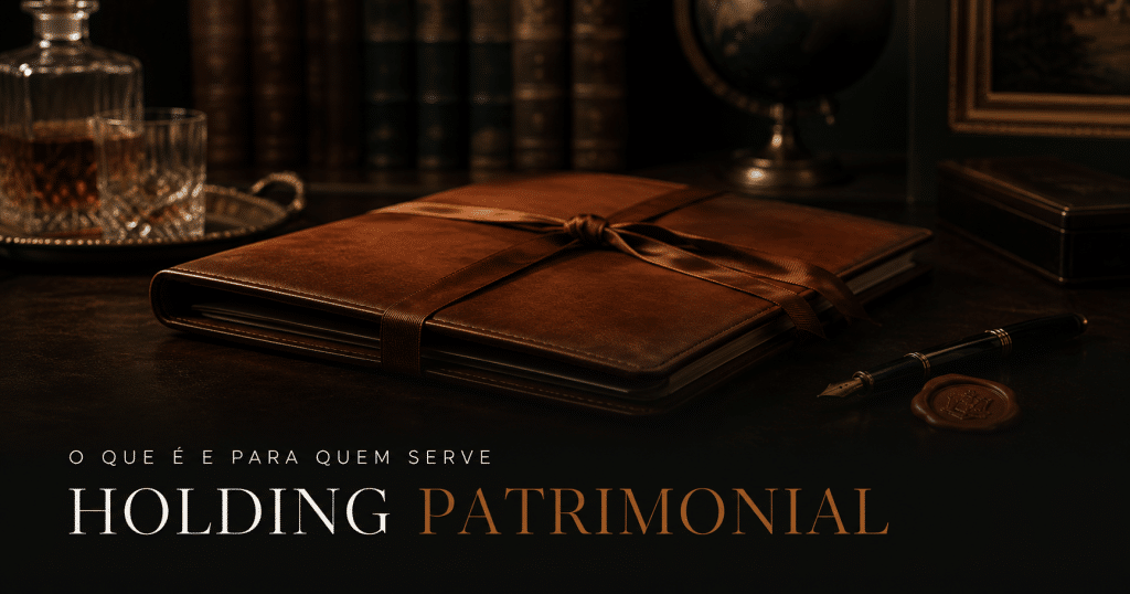 Pasta de couro e selo de cera representando a proteção do patrimônio em uma holding patrimonial